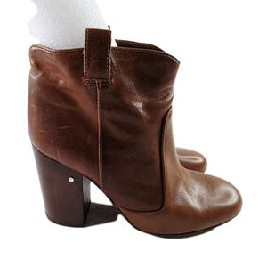 Laurence Dacade Pete Ankle Boots Brown Leather Women's Size 38 High Heel Booties